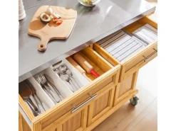 Kücheninsel Küchenwagen Küchenschrank Servierwagen Bambus 115cm FKW69-N*SoBuy New