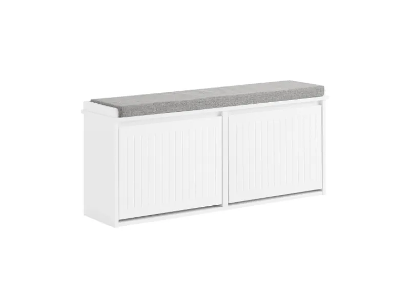 Schuhbank Schmal mit 2 Klappen Garderobenbank mit Sitzkissen FSR98-XL-W*SoBuy Outlet