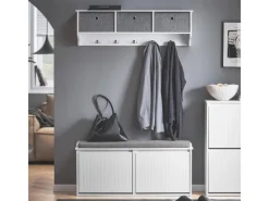 Schuhbank Schmal mit 2 Klappen Garderobenbank mit Sitzkissen FSR98-XL-W*SoBuy Outlet