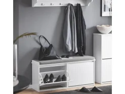 Schuhbank Schmal mit 2 Klappen Garderobenbank mit Sitzkissen FSR98-XL-W*SoBuy Outlet