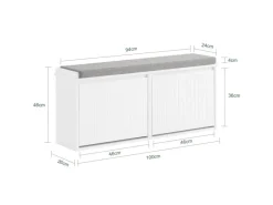 Schuhbank Schmal mit 2 Klappen Garderobenbank mit Sitzkissen FSR98-XL-W*SoBuy Outlet