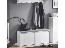 Schuhbank Schmal mit 2 Klappen Garderobenbank mit Sitzkissen FSR98-XL-W*SoBuy Outlet
