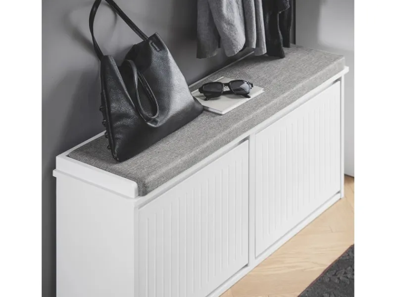Schuhbank Schmal mit 2 Klappen Garderobenbank mit Sitzkissen FSR98-XL-W*SoBuy Outlet