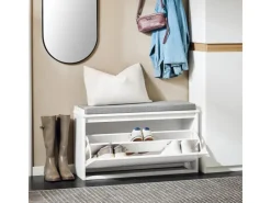 SoBuy Sitzkissen|Schuhbank Schmal mit Klappe Garderobenbank mit Sitzkissen FSR98-L-W
