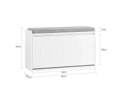 SoBuy Sitzkissen|Schuhbank Schmal mit Klappe Garderobenbank mit Sitzkissen FSR98-L-W