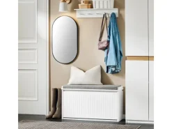 SoBuy Sitzkissen|Schuhbank Schmal mit Klappe Garderobenbank mit Sitzkissen FSR98-L-W