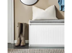 SoBuy Sitzkissen|Schuhbank Schmal mit Klappe Garderobenbank mit Sitzkissen FSR98-L-W