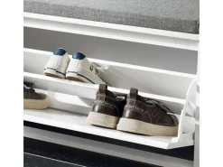 SoBuy Sitzkissen|Schuhbank Schmal mit Klappe Garderobenbank mit Sitzkissen FSR98-L-W