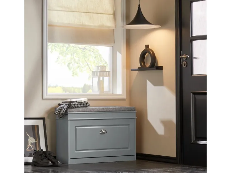 Schuhkipper mit Sitzkissen und Klappe MDF Hell FSR82-L-HG*SoBuy Outlet