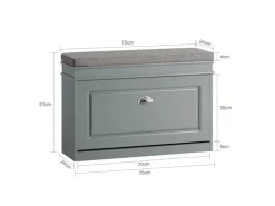 Schuhkipper mit Sitzkissen und Klappe MDF Hell FSR82-L-HG*SoBuy Outlet