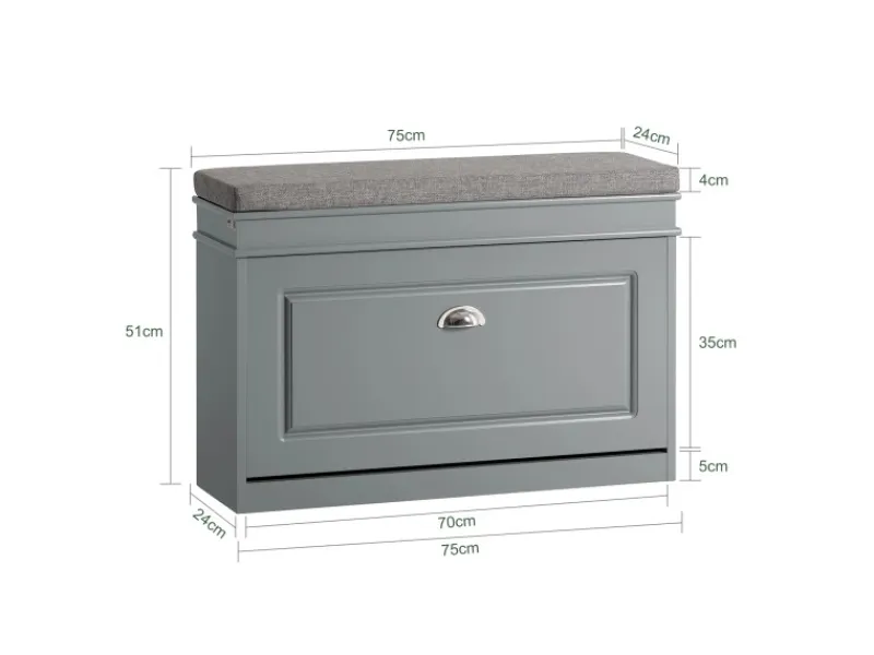 Schuhkipper mit Sitzkissen und Klappe MDF Hell FSR82-L-HG*SoBuy Outlet