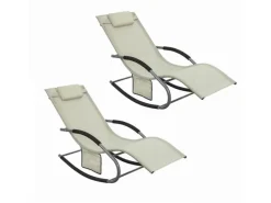 Sonnenliege 2-er Set mit Tasche Garten Metall Kunstfasergewebe Beige OGS28-MIx2*SoBuy Discount