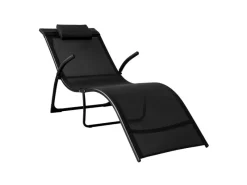 Sonnenliege Klappbar aus Metall und Kunstfasergewebe Schwarz OGS45-SCH*SoBuy Clearance