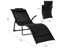 Sonnenliege Klappbar aus Metall und Kunstfasergewebe Schwarz OGS45-SCH*SoBuy Clearance