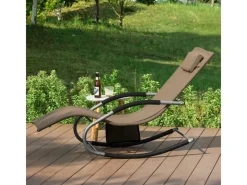 Sonnenliege mit Tasche Garten Metall Kunstfasergewebe Braun OGS28-BR*SoBuy Outlet