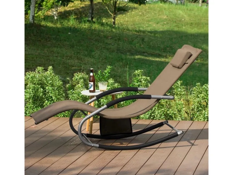 Sonnenliege mit Tasche Garten Metall Kunstfasergewebe Braun OGS28-BR*SoBuy Outlet