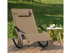 Sonnenliege mit Tasche Garten Metall Kunstfasergewebe Braun OGS28-BR*SoBuy Outlet