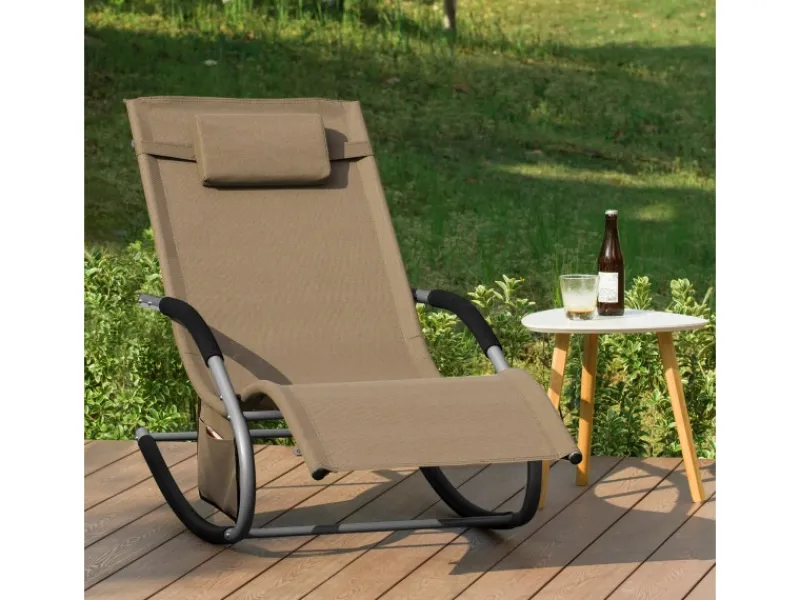 Sonnenliege mit Tasche Garten Metall Kunstfasergewebe Braun OGS28-BR*SoBuy Outlet