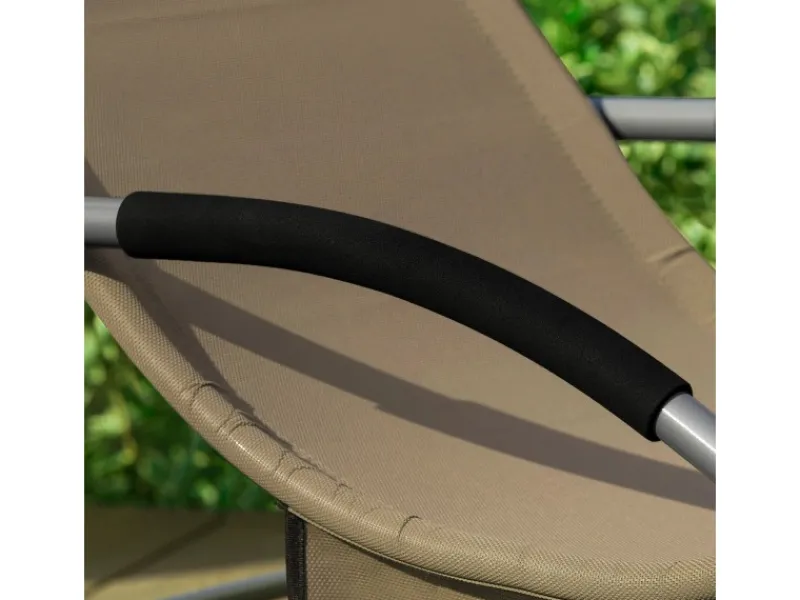 Sonnenliege mit Tasche Garten Metall Kunstfasergewebe Braun OGS28-BR*SoBuy Outlet