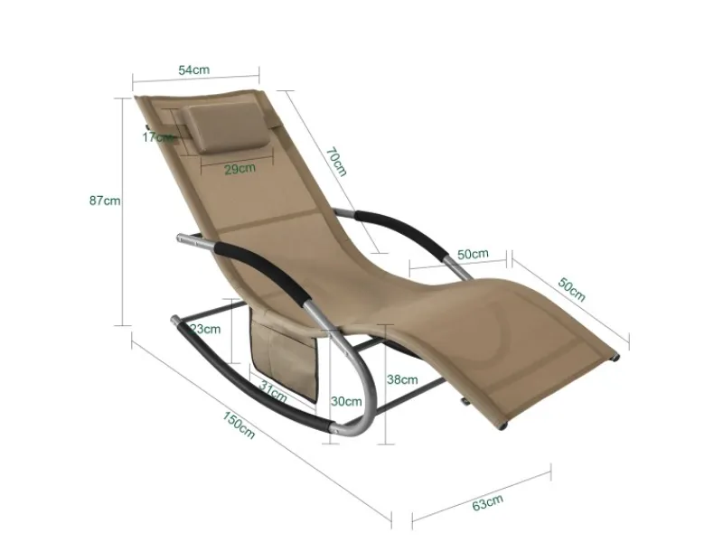 Sonnenliege mit Tasche Garten Metall Kunstfasergewebe Braun OGS28-BR*SoBuy Outlet