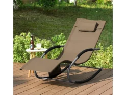 Sonnenliege mit Tasche Garten Metall Kunstfasergewebe Braun OGS28-BR*SoBuy Outlet