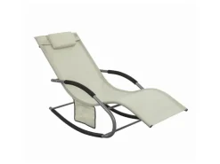 SoBuy Sonnenliegen|Sonnenliege mit Tasche Garten Metall Kunstfasergewebe Beige OGS28-MI