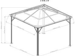 Aluminium-Pavillon Verona 10 x 10 Anthrazit 298 cm x 298 cm x 261 cm*Sojag Discount