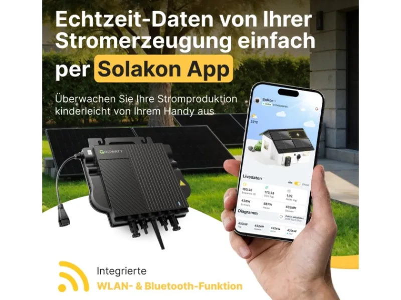 Solakon Balkonkraftwerk 900W Solaranlage mit Gartenhalterung Steckerfertig Komplettset Photovoltaik 800W Kabellänge 10m* Online