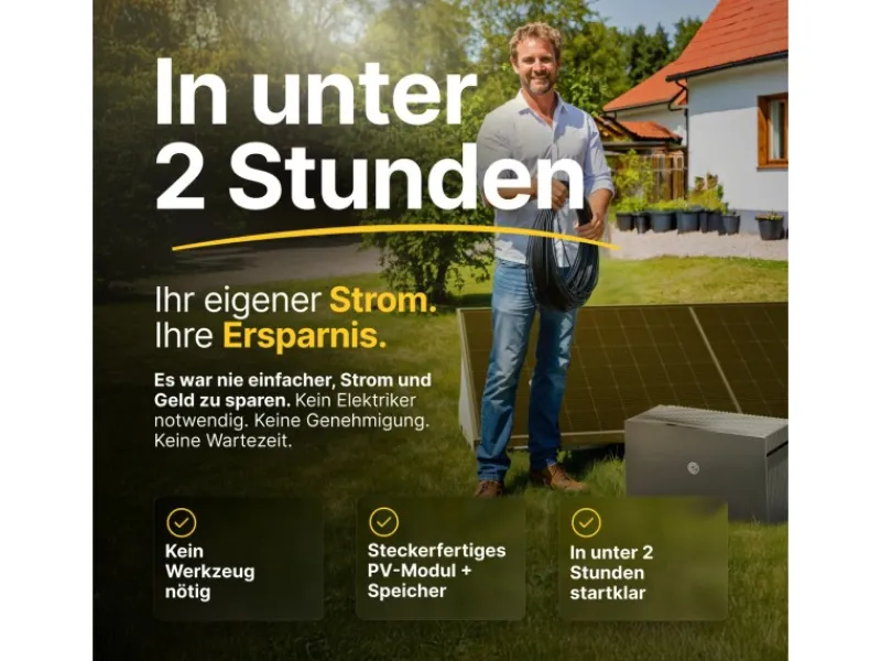 Solakon Balkonkraftwerk 900W Solaranlage mit Gartenhalterung Steckerfertig Komplettset Photovoltaik 800W Kabellänge 10m* Online