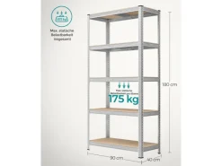 Lagerregal 2er Set 40 cm x 90 cm x 180 cm Silber*Songmics New