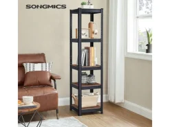 Songmics Fitnessgeräte|Schwerlastregal 37 cm x 37 cm x 150 cm Braun-Schwarz
