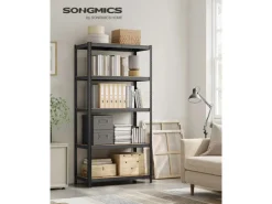 Songmics Balkonmöbel|Standregal 50 cm x 100 cm x 200 cm Braun-Schwarz