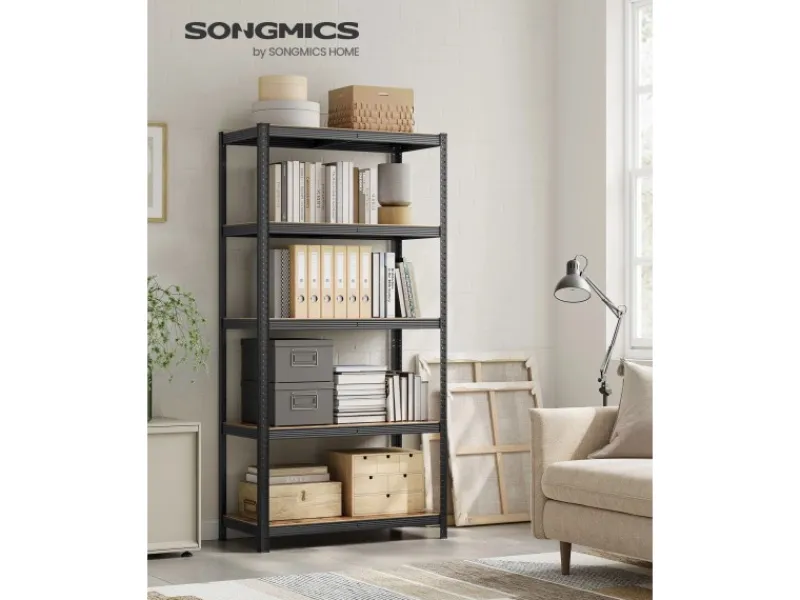 Songmics Balkonmöbel|Standregal 50 cm x 100 cm x 200 cm Braun-Schwarz