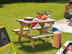 Kinder Soulet Gartenmöbel Für Kinder|Picknicktisch für Kinder 90 cm x 89 cm x 56,5 cm Natur FSC®