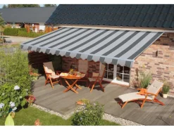 Gelenkarmmarkise Star Fix B 400 cm x T 300 cm Grau Gestreift*Spettmann