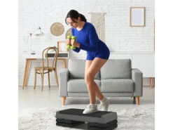 SPORTNOW Fitnessgeräte|Aerobic-Stepper PE Grau 77L x 36B x 10,5/15,5/20,5H cm