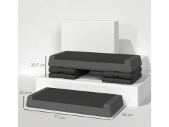 SPORTNOW Fitnessgeräte|Aerobic-Stepper PE Grau 77L x 36B x 10,5/15,5/20,5H cm