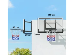 Basketballkorb Stahl  Kunststoff Schwarz 110L x 28B x 70H cm*SPORTNOW Clearance