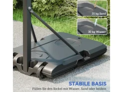 SPORTNOW Fitnessgeräte|Basketballkorb Stahl Kunststoff Schwarz 71L x 175B x 180 270H cm