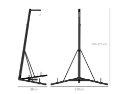 Boxsackständer Stahl Schwarz 170L x 90B x 182-225H cm*SPORTNOW New