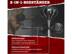 Boxständer Stahl Kunstleder Schwarz 80,5L x 48B x 163 205H cm*SPORTNOW Outlet