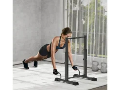 SPORTNOW Sportgeräte|Fitnessgeräte|Dip Barren Dip Station Stahl Schwarz 65L x 63B x 93-117H cm