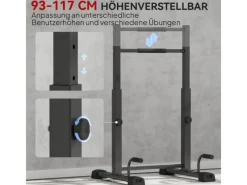 SPORTNOW Sportgeräte|Fitnessgeräte|Dip Barren Dip Station Stahl Schwarz 65L x 63B x 93-117H cm