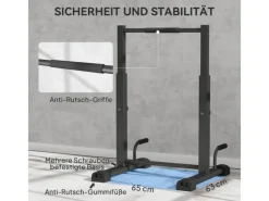 SPORTNOW Sportgeräte|Fitnessgeräte|Dip Barren Dip Station Stahl Schwarz 65L x 63B x 93-117H cm