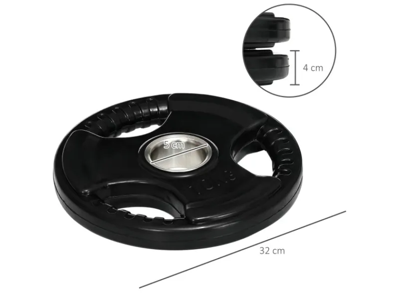 SPORTNOW Fitnessgeräte|Hantelscheibe Eisen Gummi Schwarz 32L x 32B x 4H cm