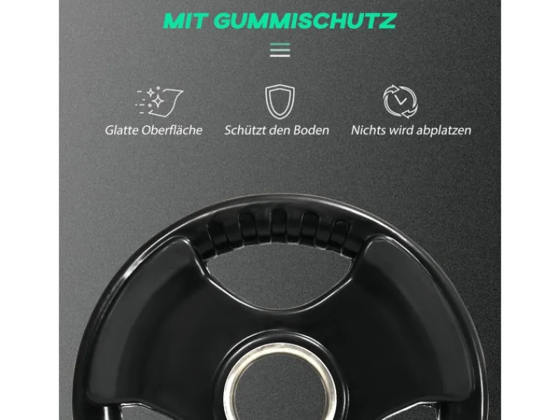 SPORTNOW Fitnessgeräte|Hantelscheibe Eisen Gummi Schwarz 32L x 32B x 4H cm