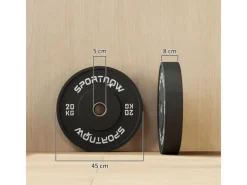 Hantelscheiben 2 x 10kg Gewichte Gummi Schwarz Ø45 x 8H cm*SPORTNOW Outlet