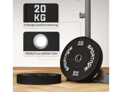 Hantelscheiben 2 x 10kg Gewichte Gummi Schwarz Ø45 x 8H cm*SPORTNOW Outlet