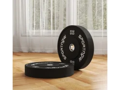 Hantelscheiben 2 x 10kg Gewichte Gummi Schwarz Ø45 x 8H cm*SPORTNOW Outlet