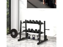 SPORTNOW Sportgeräte|Fitnessgeräte|Hantelständer Kurzhantelständer Stahl Schwarz 131L x 75B x 80H cm